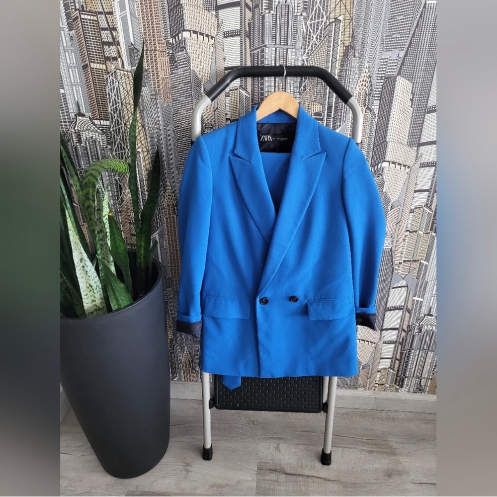 Zara Blue Blazer Suit Jacket, Size XS